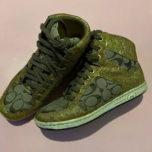 Coach Nova High Top Sneakers With Gold Glitter